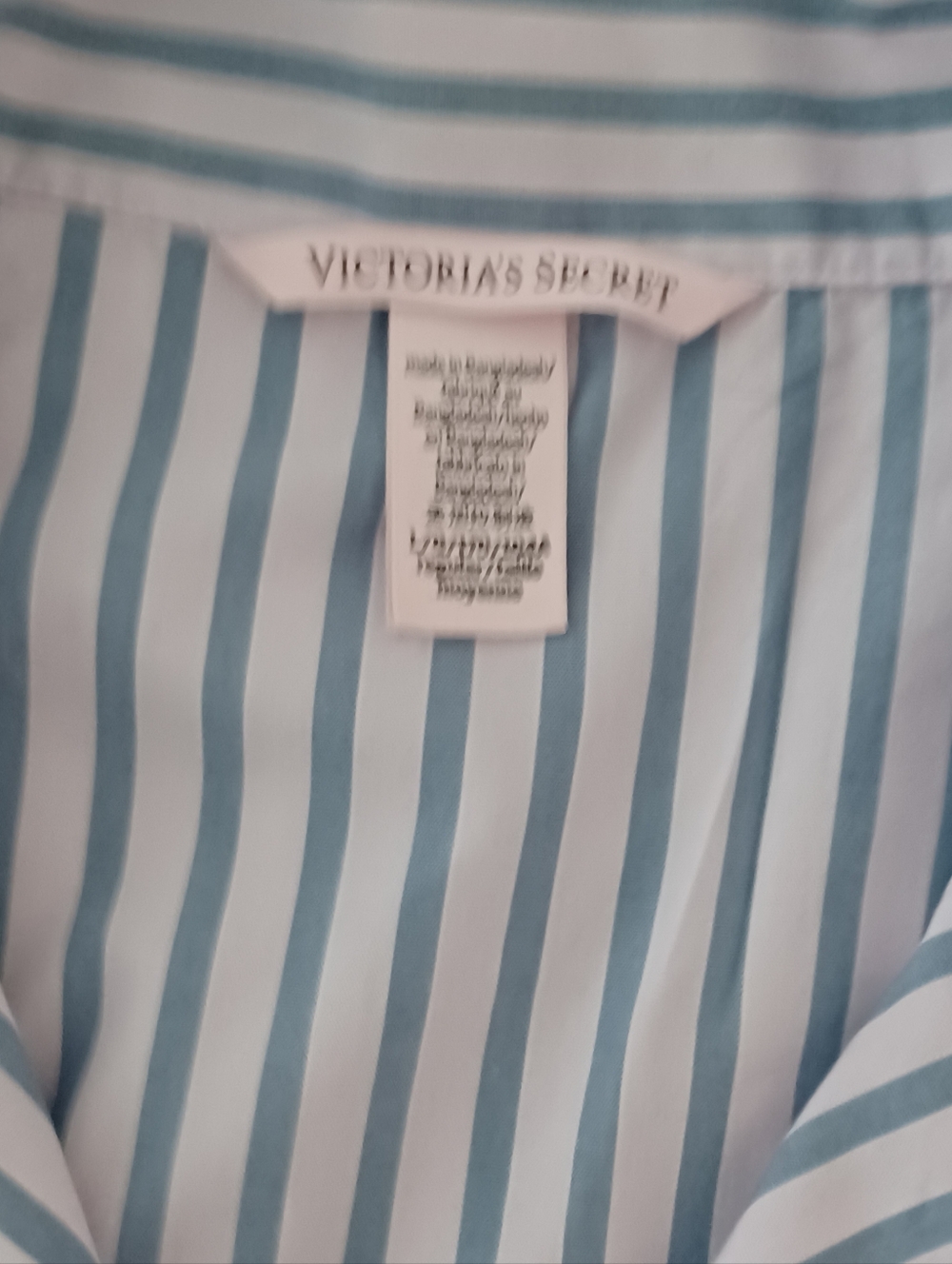 Victoria's Secret Blue Striped Cotton Pajama Top- Size L - Picture 6 of 7